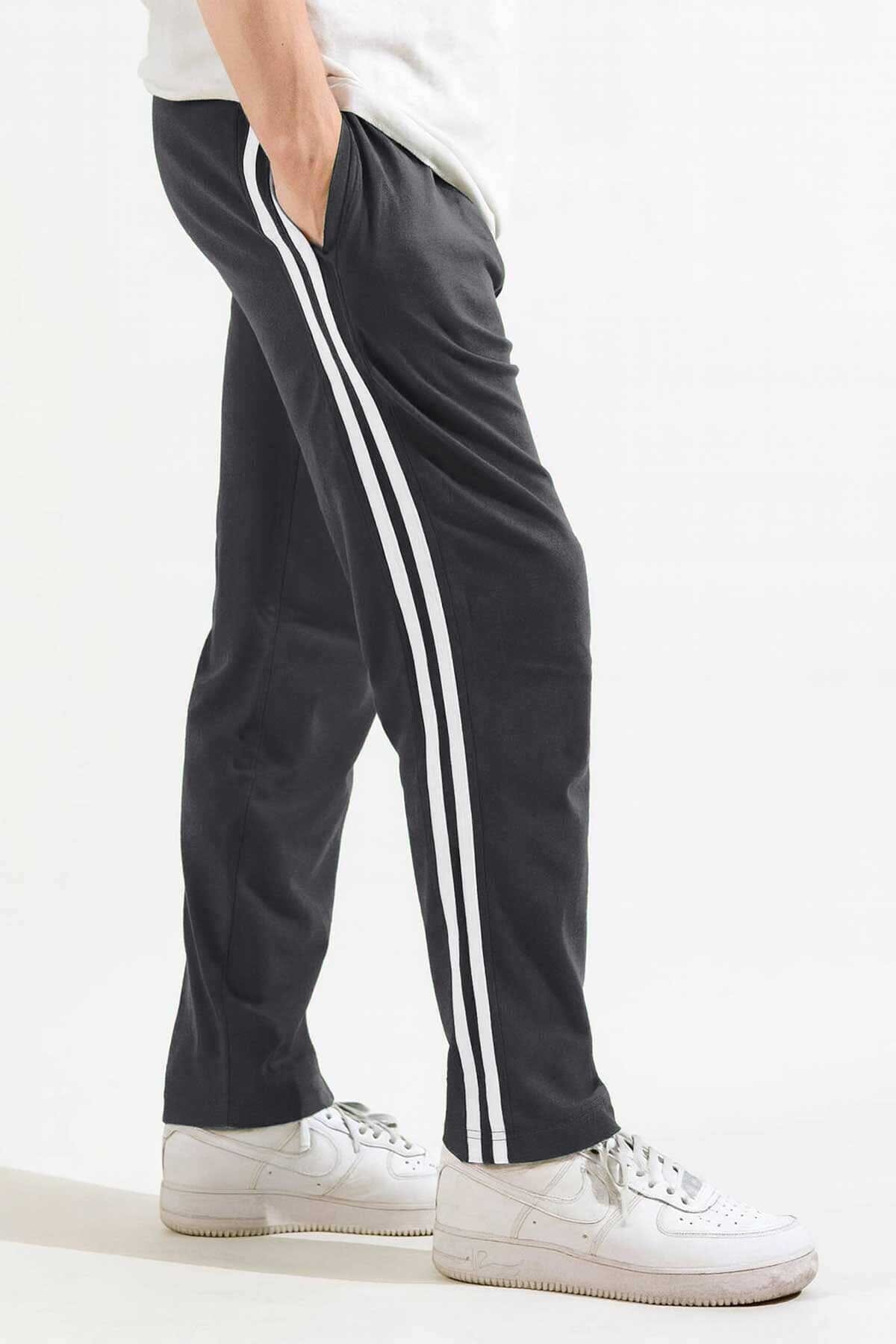 Men's Contrast Panel Striped Trousers
