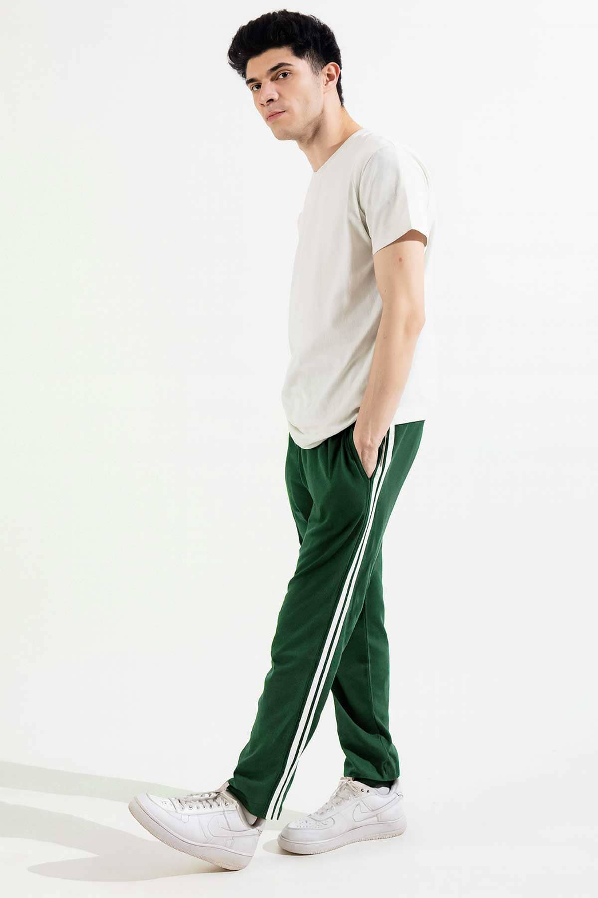 Men's Contrast Panel Striped Trousers