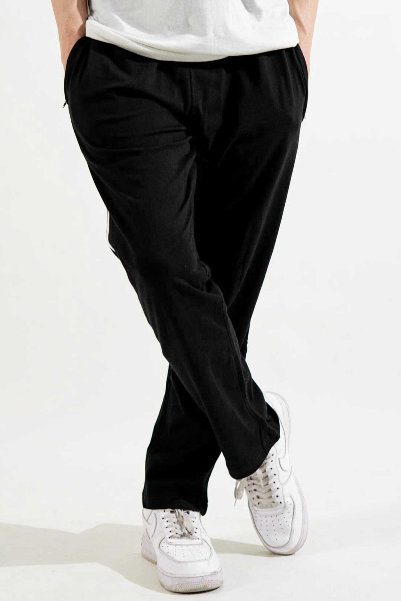 Men's Contrast Panel Striped Trousers
