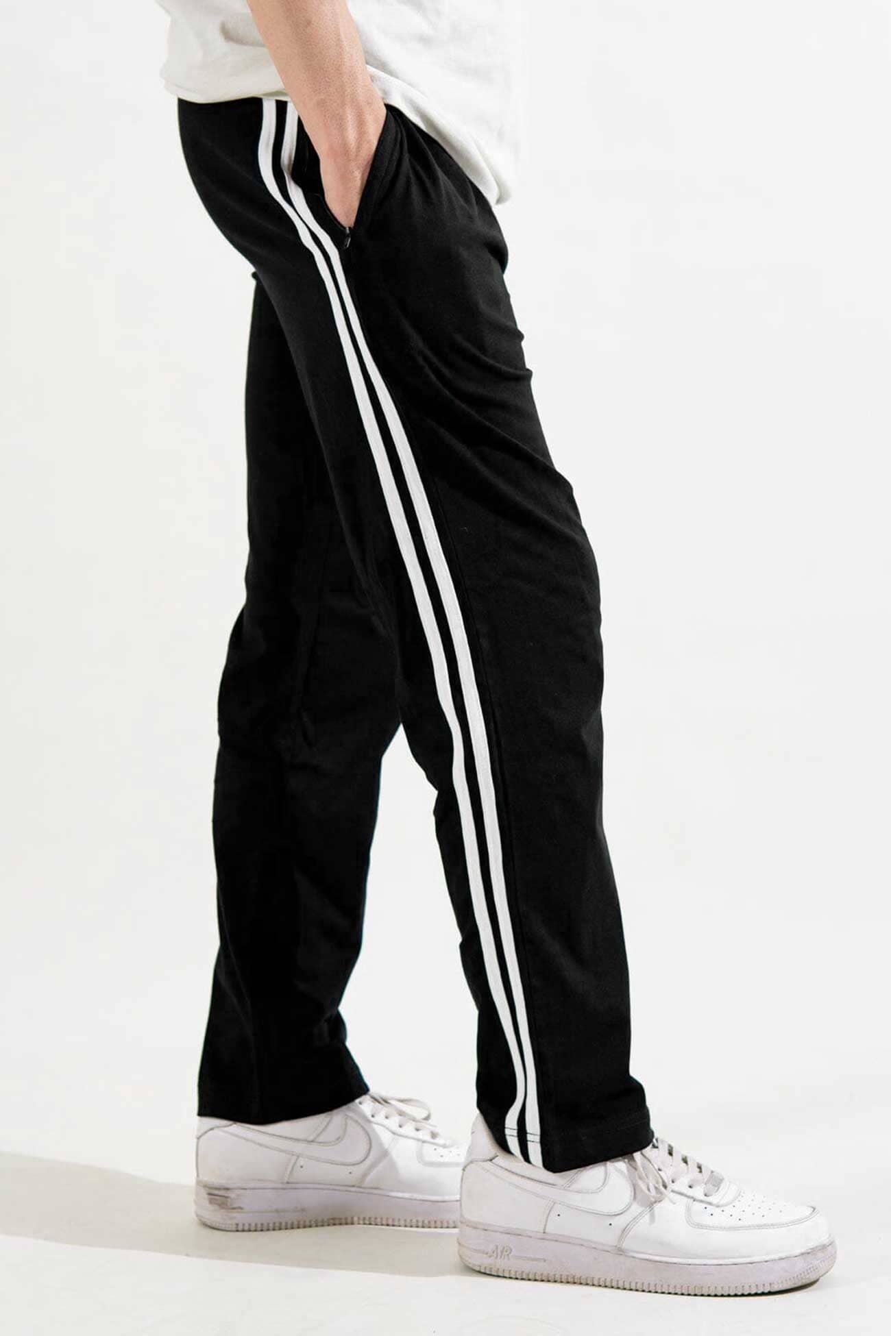 Men's Contrast Panel Striped Trousers