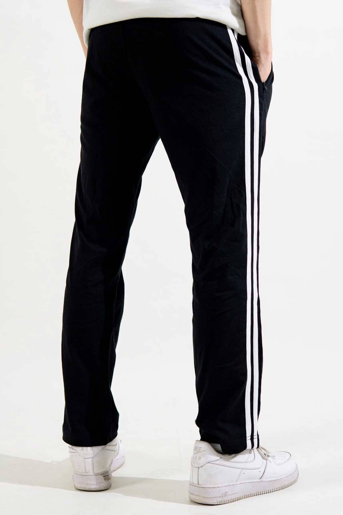 Men's Contrast Panel Striped Trousers