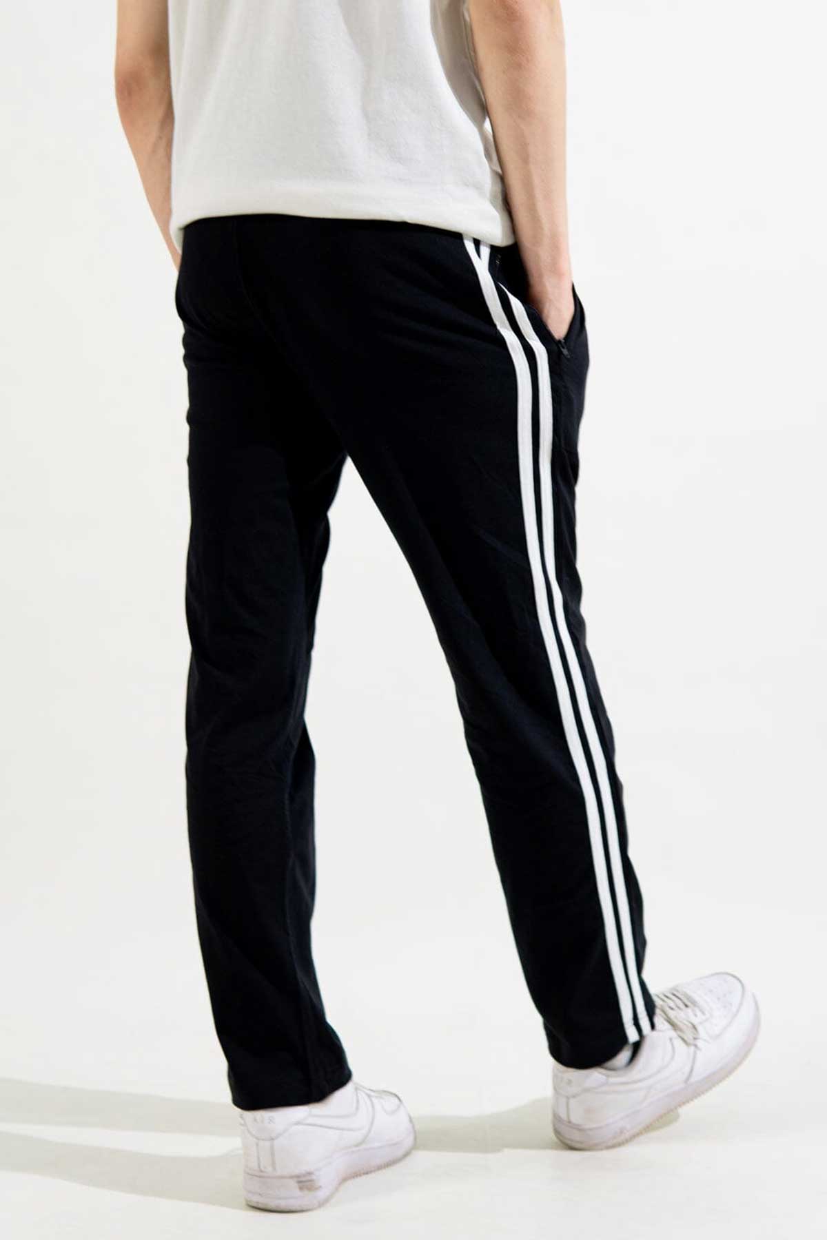 Men's Contrast Panel Striped Trousers