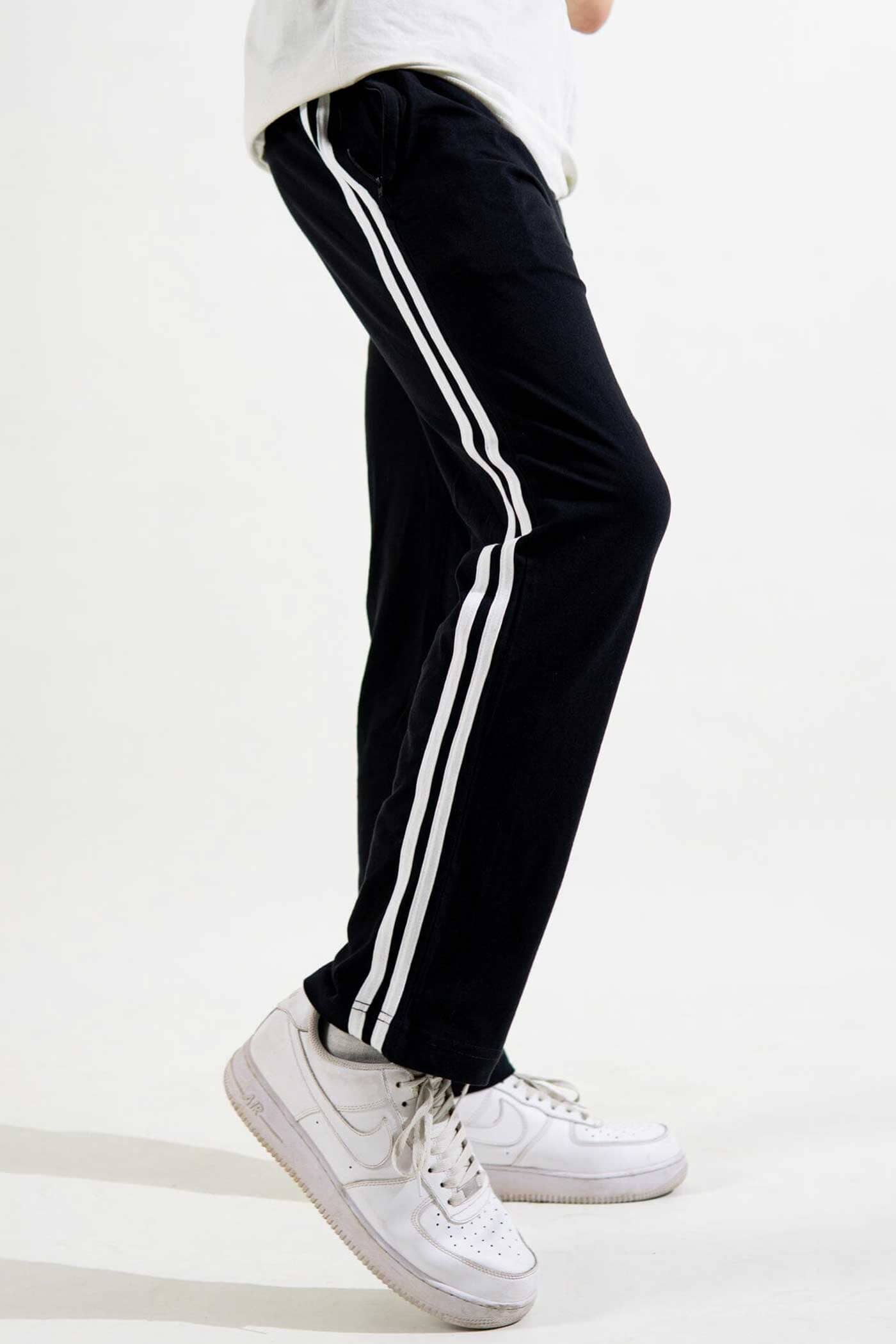 Men's Contrast Panel Striped Trousers