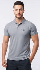 Men Grey Soft Collar Half Sleeve T-Shirt