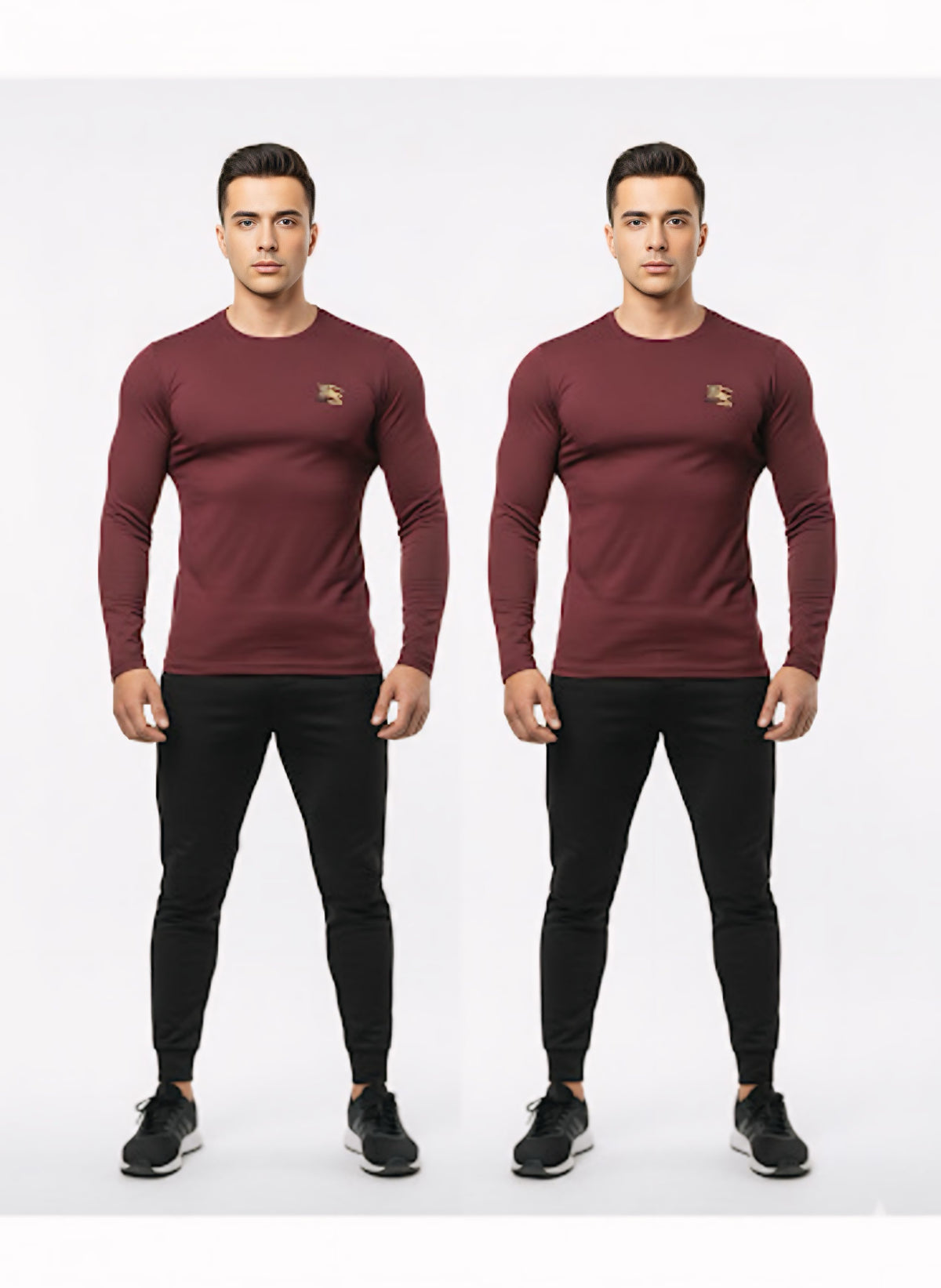 Maroon Mesh Full Sleeves T-Shirt with Back Gray Panel